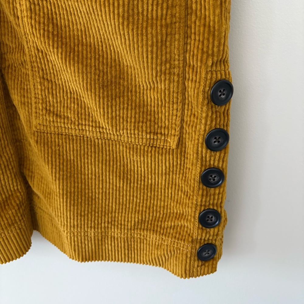 Madewell Corduroy Side-Button Shift Dress Mini Sleeveless Antique Gold Size S - Picture 6 of 11